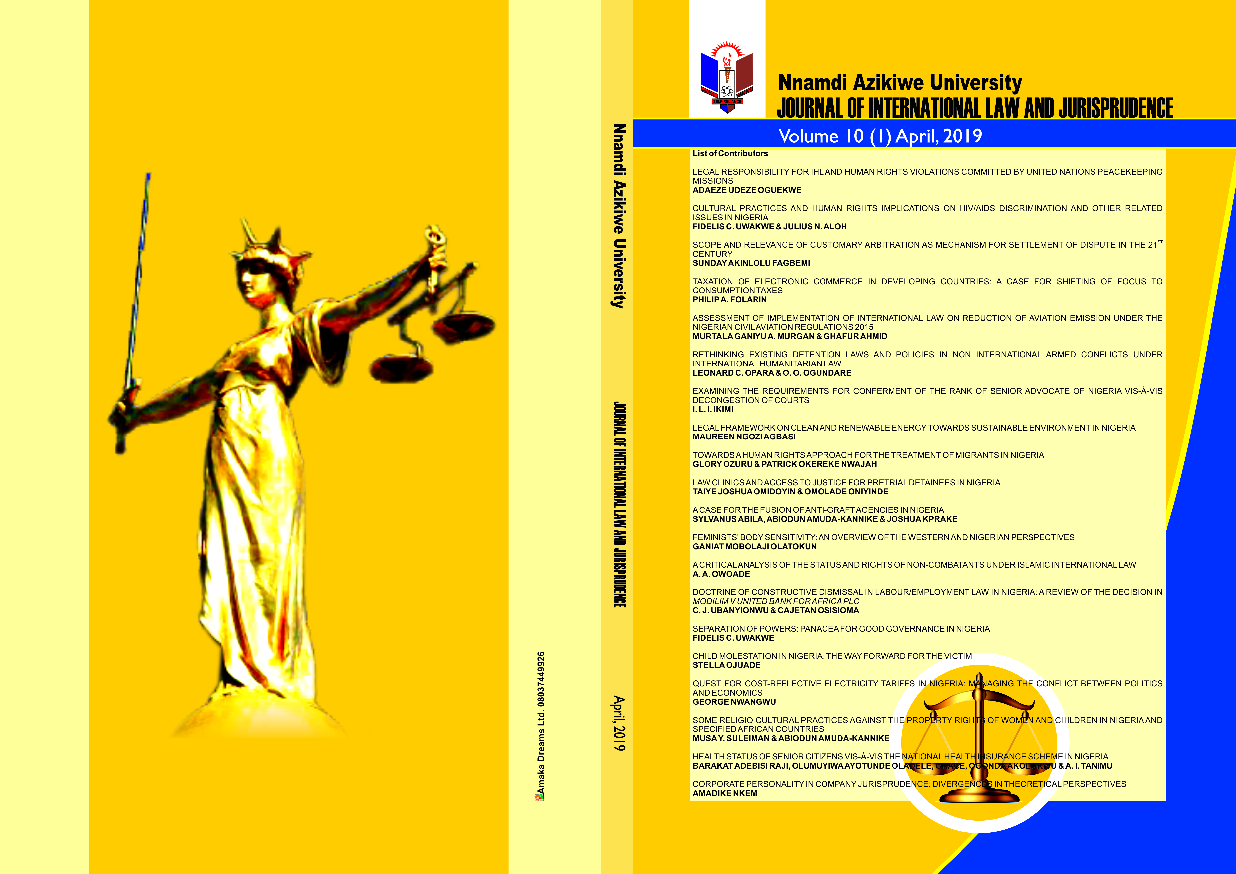 Nnamdi Azikiwe University Journal of International Law and Jurisprudence