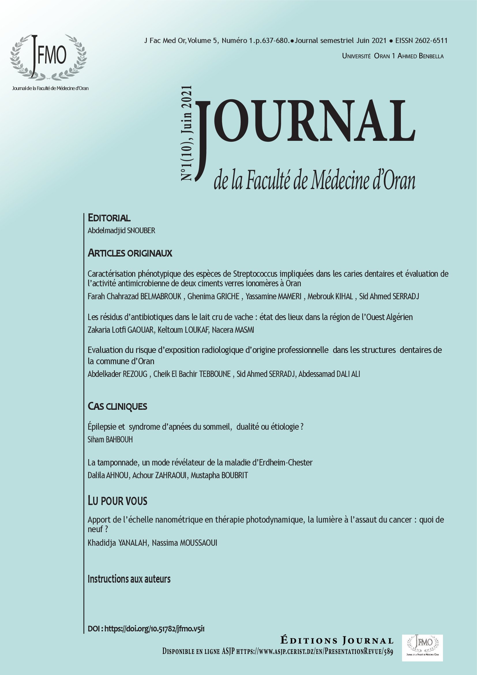 Journal de la Faculté de Médecine d’Oran