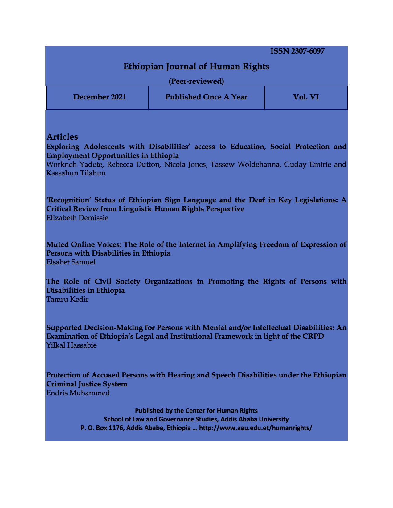 Ethiopian Journal of Human Rights