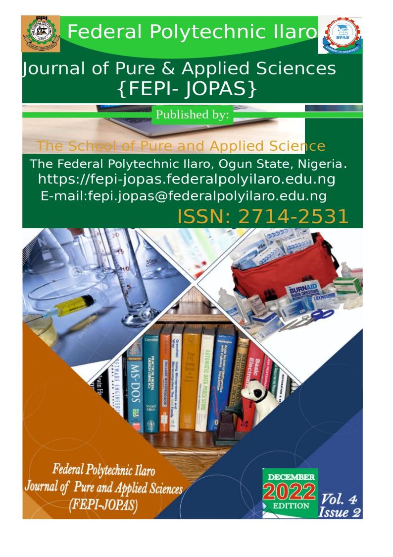 Federal Polytechnic Ilaro Journal of Pure and Applied Sciences
